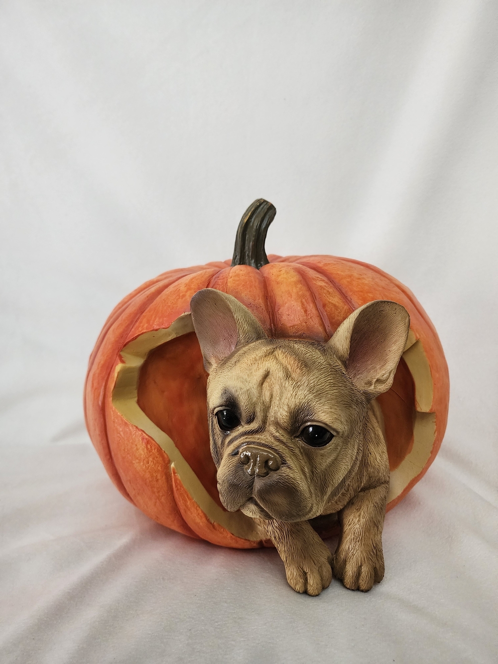 Orange Pumpkin French Bull Dog Hideaway Figurine - Decorative